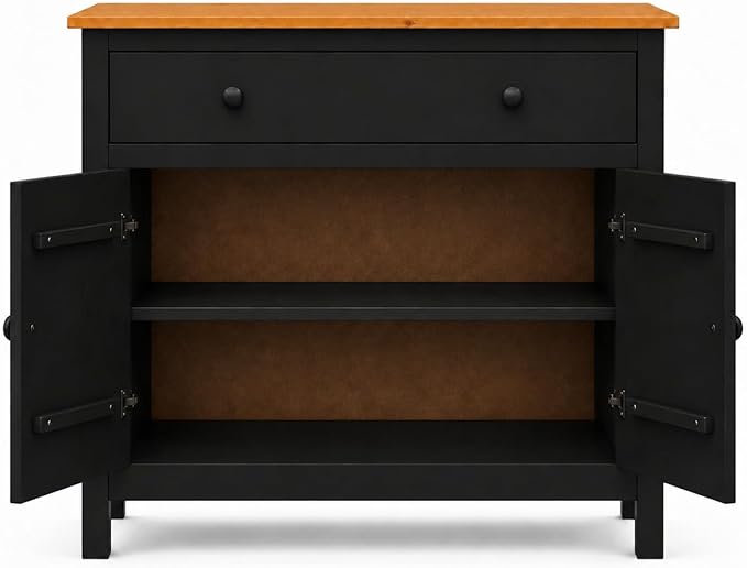 From the Tree Furniture 44" Wide Black & Pine Top Solid Pine Shaker Sideboard