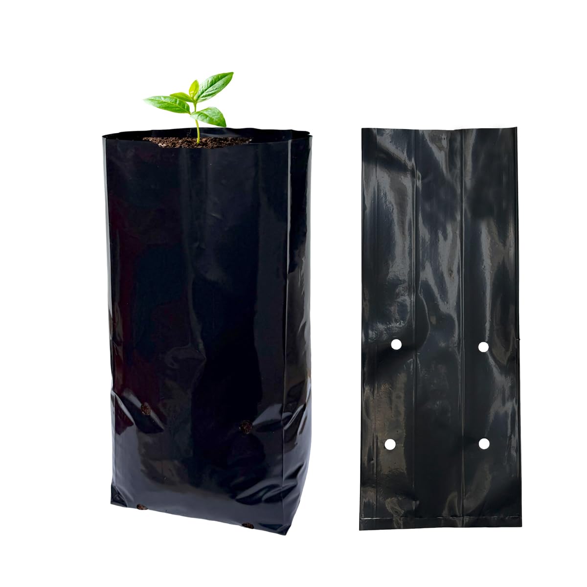 gardtree 100 Pcs Thicken Plastic Plant Nursery Bags 4.7" x 9.8", Grow Bags for Fruit Trees, PE Seedling Pots, Nursing Growing Pouch, Ideal for Flowers, Vegetables, Fruit, Plant Growing Containers