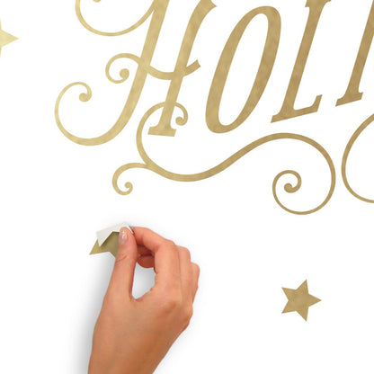 RoomMates RMK5180SCS Happy Holidays Peel and Stick Wall Decals with Metallic Ink