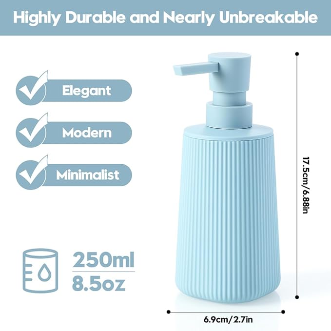 Small Soap Dispenser for Bathroom and Kitchen, Modern Farmhouse Striped Style