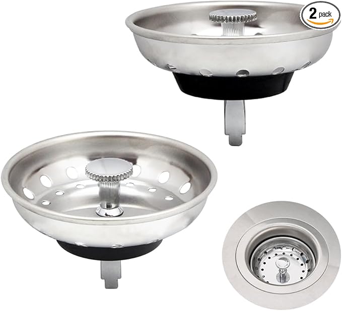 2 Pack - Kitchen Sink Strainer and Stopper Combo Basket Replacement