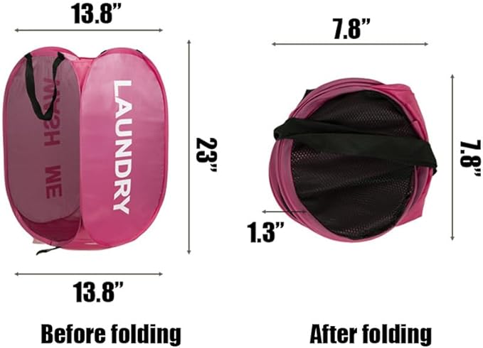 2pcs Pop Up Mesh Laundry Hamper Room Collapsible Storage Bin Lightweight Basket