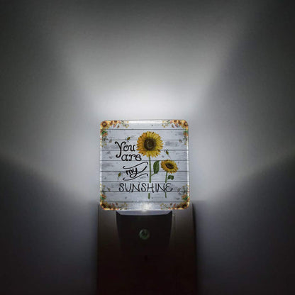 Farm Sunflower Bee Plug-in LED Night Lights Retro Wooden Printed Auto Dusk-to-Dawn Sensor for Bedroom, Bathroom, Kitchen, Nursery,Hallway,Stairs,Wall Home Decor