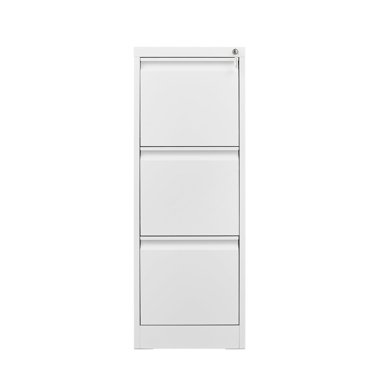 GarveeHome 3 Drawer Vertical File Cabinet with Lock, White Metal Filing Cabinet with Drawers for Home Office, Lockable Storage Cabinet Hanging Letter Size/Legal Files