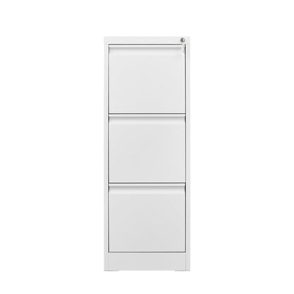 GarveeHome 3 Drawer Vertical File Cabinet with Lock, White Metal Filing Cabinet with Drawers for Home Office, Lockable Storage Cabinet Hanging Letter Size/Legal Files