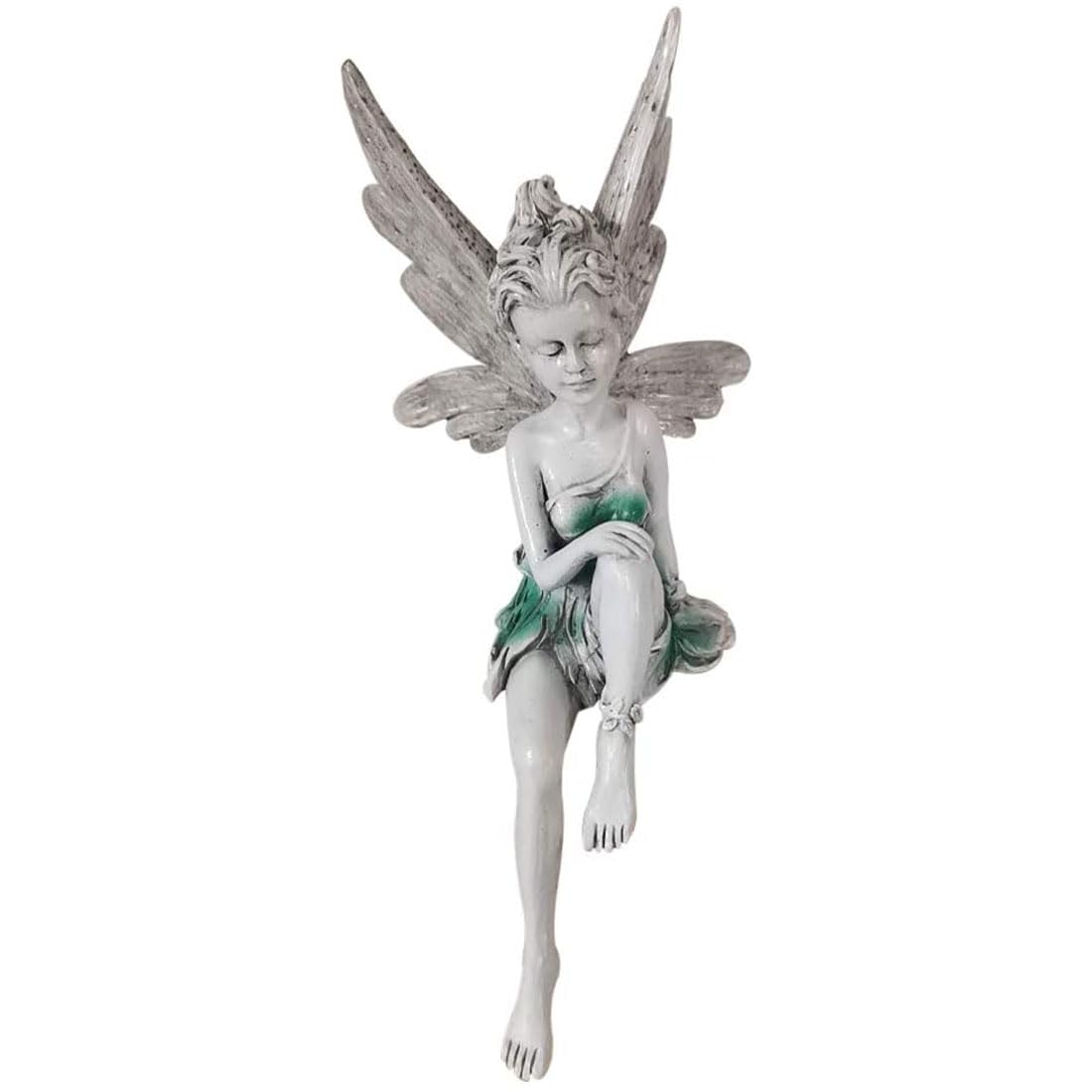Romeeton Fairy Garden Ornaments, Flower Fairy Statue Decoration, Outdoor Fairy Tale Angel Sculpture for Landscaping Yard, Patio Garden (White)