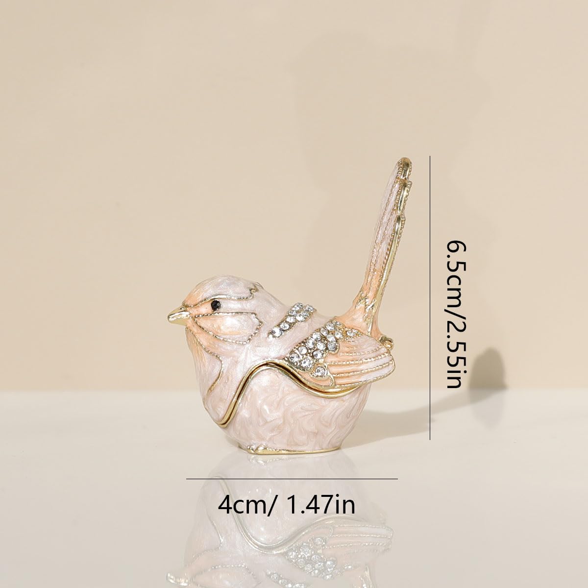 SIQIZHOU Bird Trinket Box Golden Crystal Enameled Hand-Painted Hinged Animal Jewelry Box, Elegant Home Decor & Unique Gift for Bird Lovers decor for home