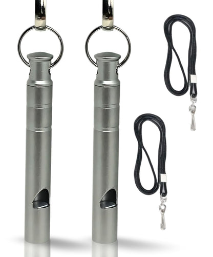 Titanium Whistle with Lanyard Emergency Safety, Titanium Gray, Set of 2, Weather Resistant, 125db Your Lifesaving Outdoor Essential, Perfect for Hiking, Pets, Sports, and Emergencies for Keychain