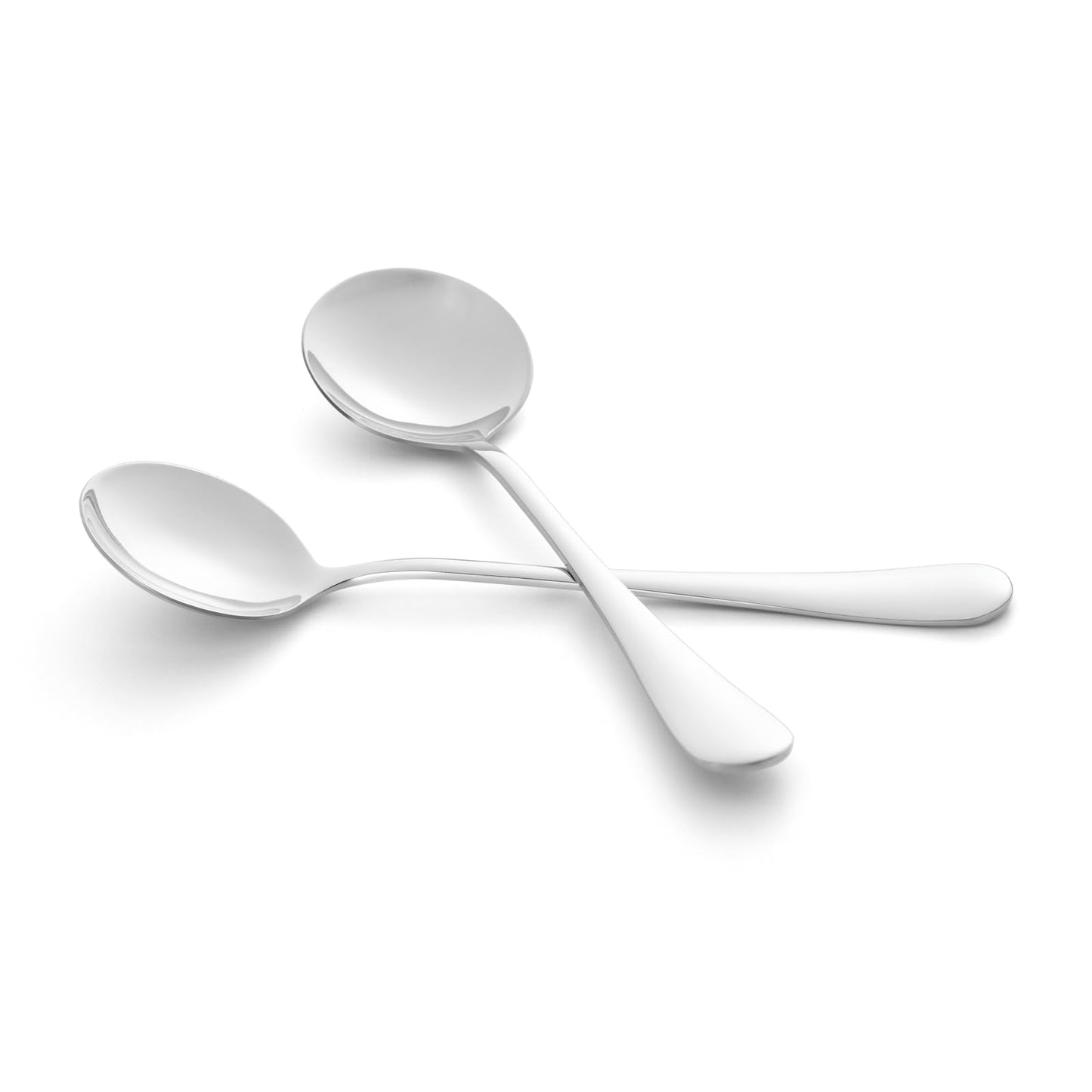 ATHBEDA Premium 7.28" Soup Spoons Stainless Steel Round Spoons Set, 18/8 stainless steel (SUS304), Perfect for Soup, Ice Cream, Cereal, Gumbo, Chowder, Set of 8, Dishwasher Safe