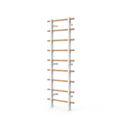 DHT Swedish Ladder Wall Gym, Wood Stall Bar, Suspension Trainer with 9 Strategic Rods, Indoor Jungle Gym for Kids and Adult, Wall Bars for Home, School, Physical Therapy and Gymnastics, White