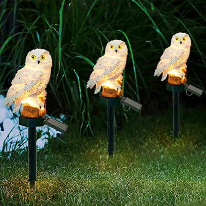 Garden Ornaments Outdoor Owl Shape Light LED Solar Garden Light Owl Lawn Lamp Waterproof Solar Led Lights Outdoor Yard Garden Creative Solar Lamps (White)