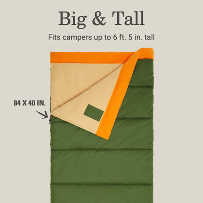 Coleman Big Game 0°F Big & Tall Sleeping Bag Cold Weather Adult Sleeping Bag with Eco-Conscious Filling Sherpa & Flannel Lining 2-Way Zipper Fits Campers up to 6'5