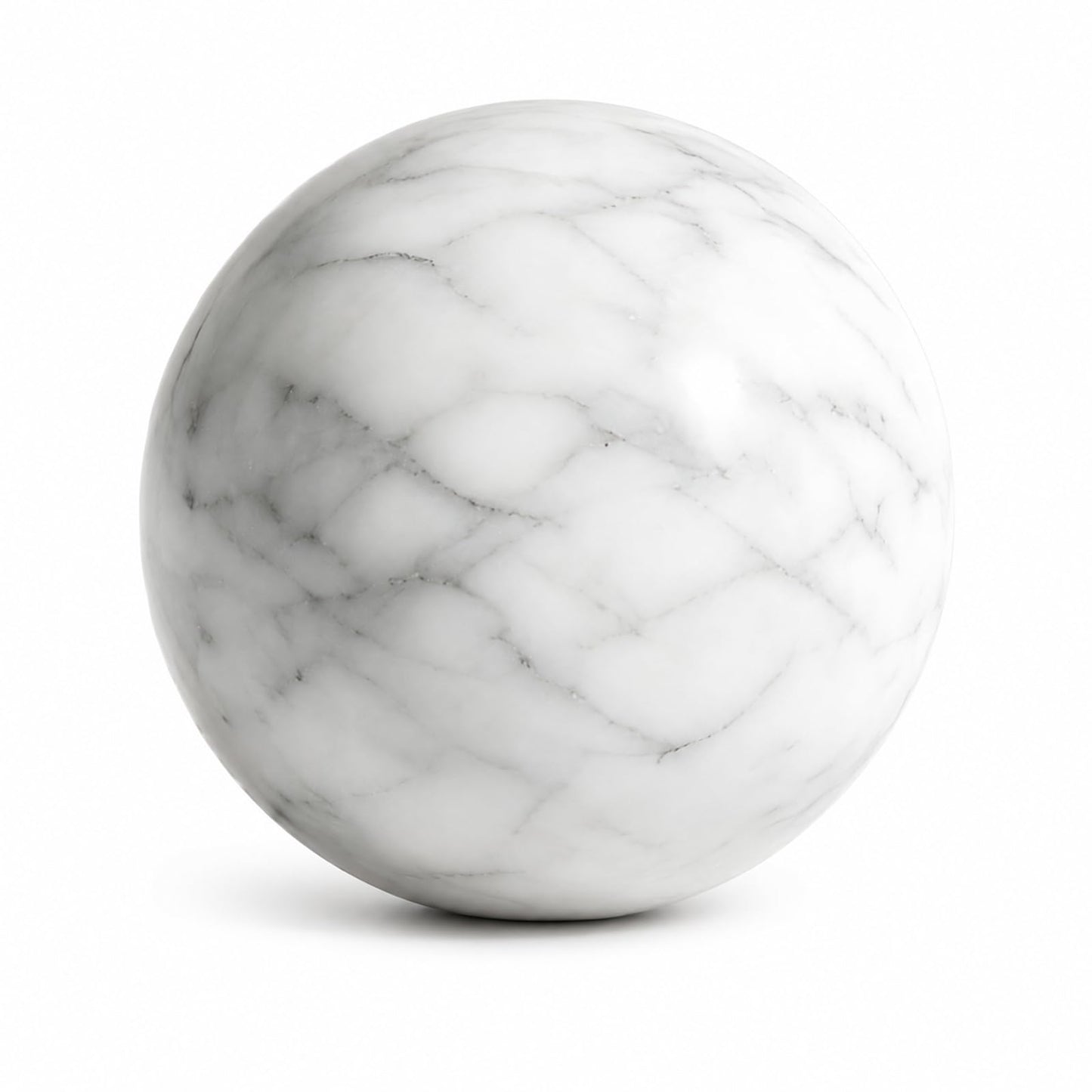 SIRIZEN-DIVING White Marble Decorative Sphere, 8cm Natural Stone Orb