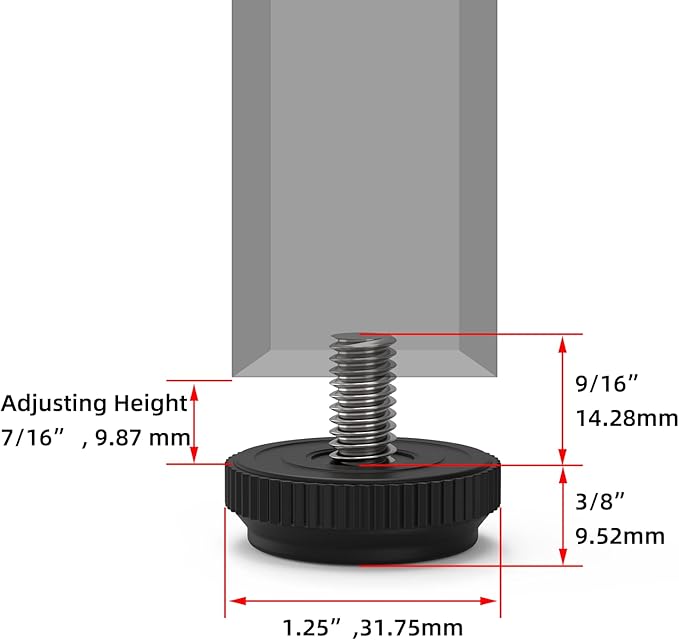 ONEHOME 24 Pack 5/16-18 Stainless Steel Adjustable Threaded Furniture Leg