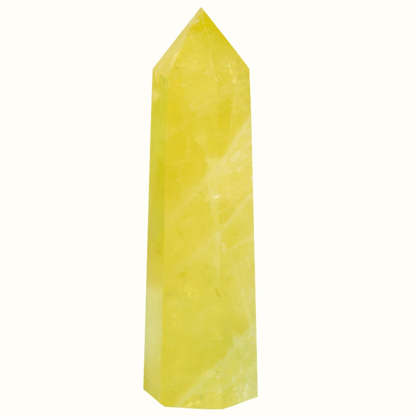 WUYOUSHI 1PCS Citrine Natural Crystal Tower 3.54-4.33" Healing Crystal Wand 6 Faceted Chakra Reiki Meditation Therapy