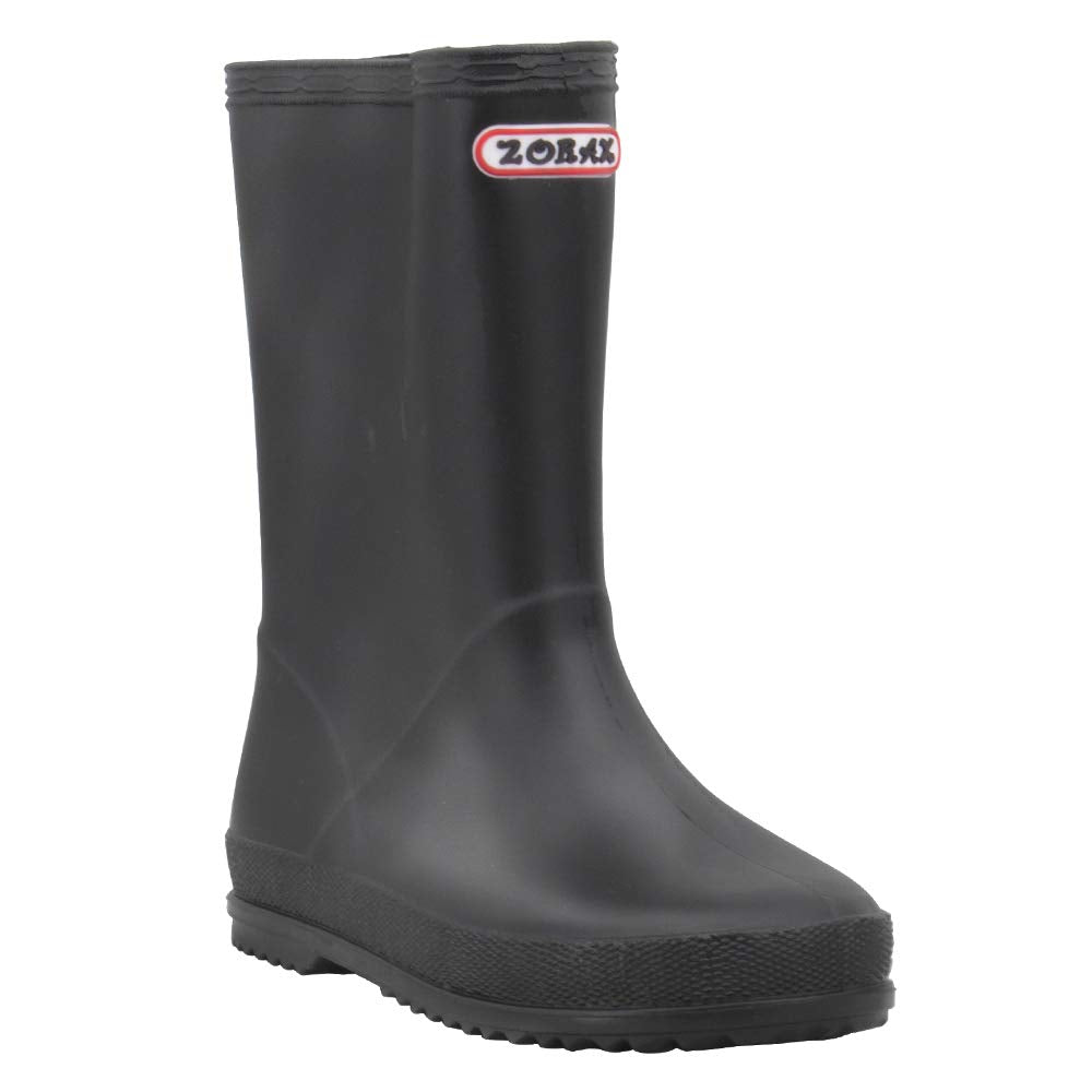 Zorax - UK5 Adult - EU36 - Black Girls Boys Waterproof Non-Slip Kids Motorbike Rain Boots Kids Rain Shoes Wellies Unisex Children Wellington Boots