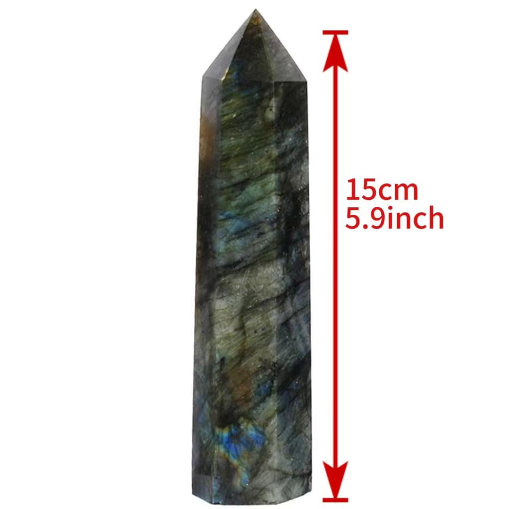 AierCrystal 2pcs Natural Crystal Point Wand Set,Hand-Finely Polished,Meditation Healing Purification,Full-Scenario Decoration Display for Home Office,Holiday Gifting(15cm Big Wand 2pcs Labradorite)