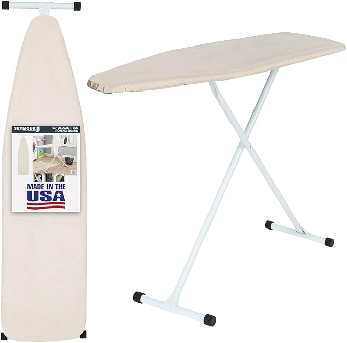 Full Size Ironing Board with Cover & Pad – USA-Made with Enhanced Grip Feet
