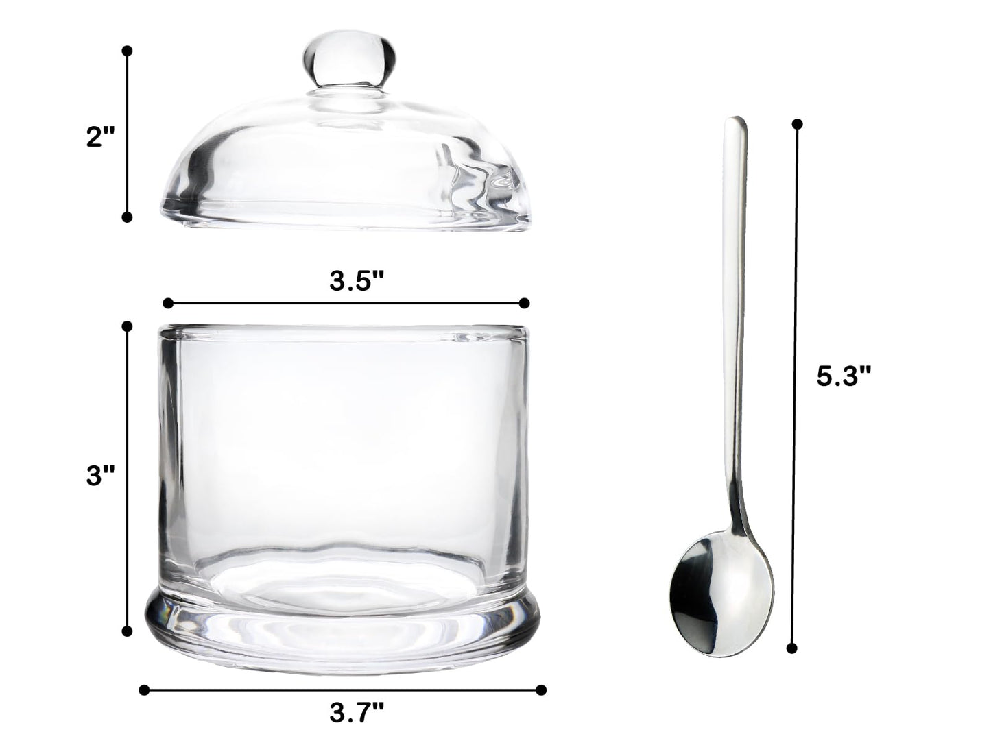 HillSpring Glass Toothpick Jar with 200 Bamboo Toothpicks, 1 Pack + Thick Glass Salt Cellar with Stainless Steel Spoon, Heavyweight Spices Jar, 10 oz, 1 Pack