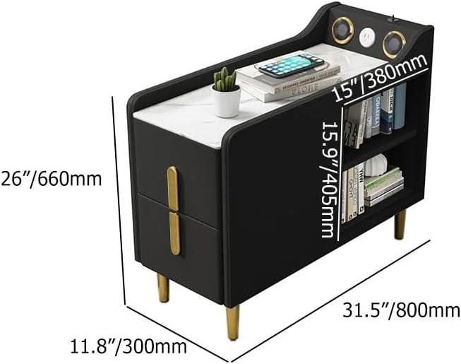 LOVEDIMA Narrow Bedside Table, Slim End Tables