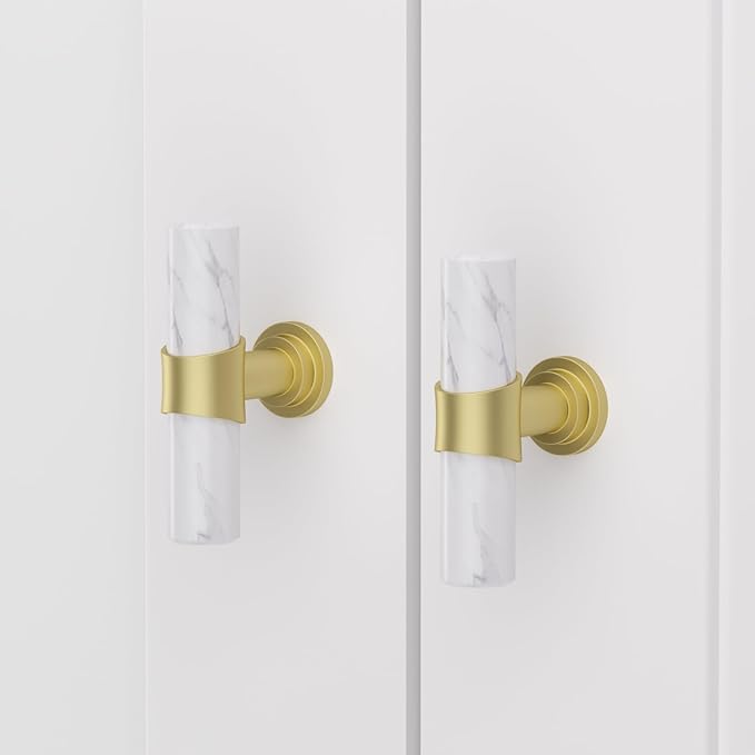 Rergy Cabinet Handles Marble Drawer Pulls and Knobs, T-Bar Hardware