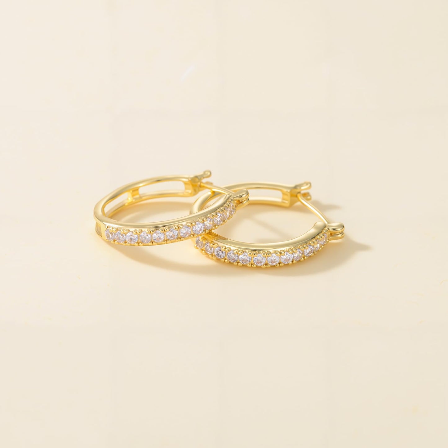 14K Gold Hoop Earrings for Women Small Trendy Womens Gold Hoops Earring with Cubic Zirconia Hypoallergenic 14mm