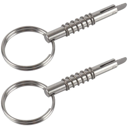 2 Pcs Quick Release Pin w/Drop Cam & Spring, Diameter 1/4"(6.3mm), Usable Length 1.3"(33mm), Overall Length 2"(51mm), Full 316 Stainless Steel, Bimini Top Pin, Marine Hardware