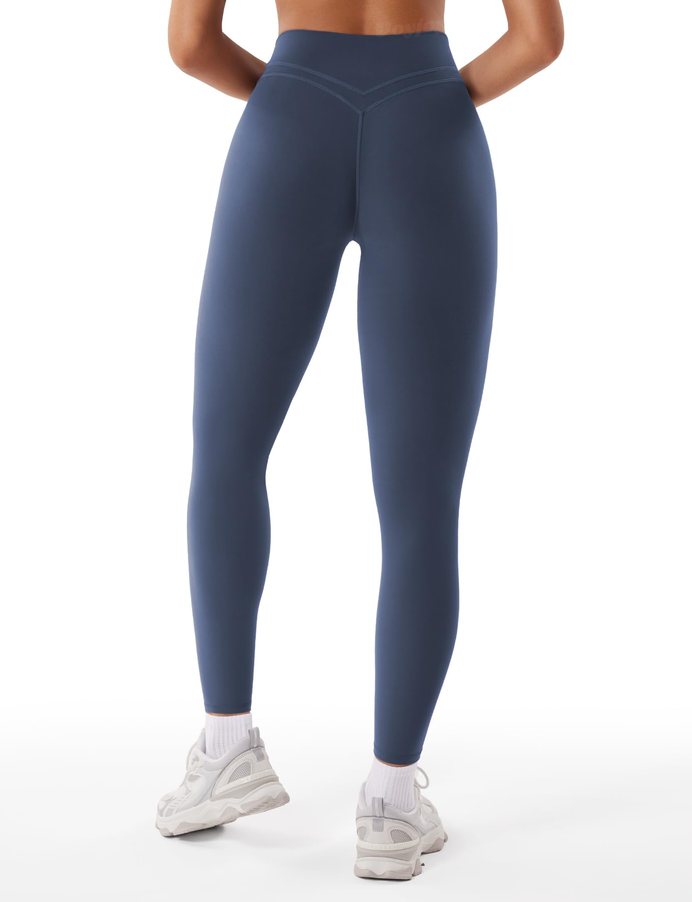 VOYJOY Womens Scrunch Workout Leggings Compression Butt Lifting Mid High Waist 26 Inches Seamless V Back Yoga Pants