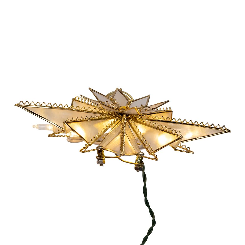 Kurt Adler 10.5" 10 Lights LED Capiz Bethlehem Star Treetop.