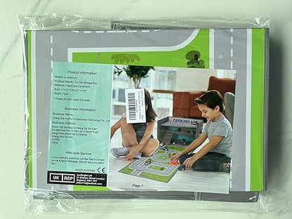 Livememory Toy Car Storage Box - Toy Garage Box for Boys with Car Rug Play Mat (Not Included Cars)