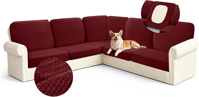 Arfntevss Velvet Sectional Couch Covers L Shape Couch Cushion Covers Slipcovers