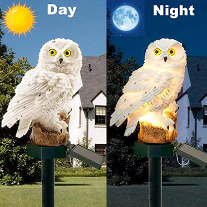 Garden Ornaments Outdoor Owl Shape Light LED Solar Garden Light Owl Lawn Lamp Waterproof Solar Led Lights Outdoor Yard Garden Creative Solar Lamps (White)