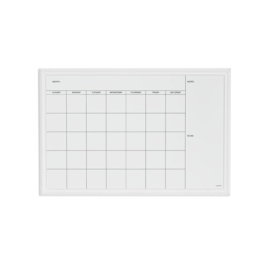 U Brands Magnetic Dry Erase Calendar Board, 30"x20", White Wood Style Frame, Includes Magnets