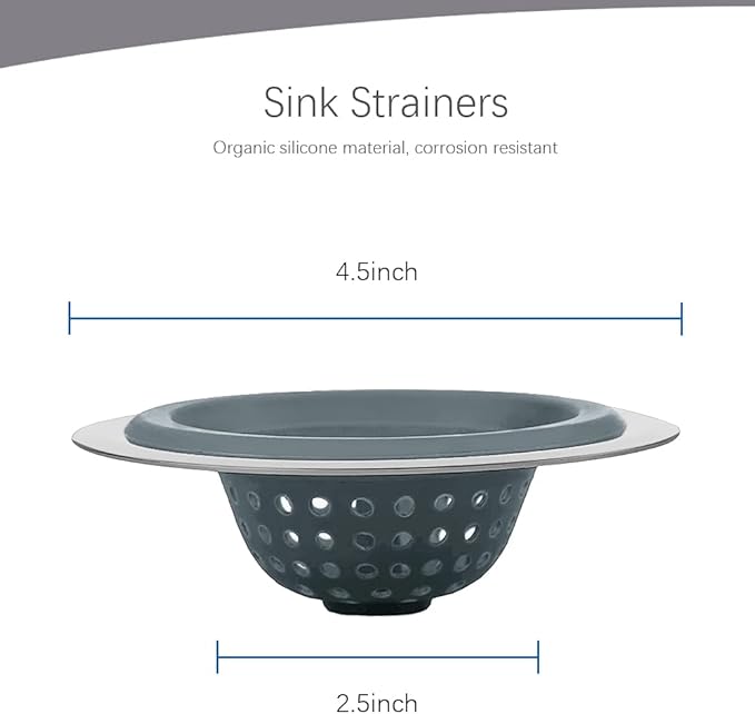Kitchen Set of 2 Sink Strainers, Flexible Silicone Good Grip Kitchen Sink