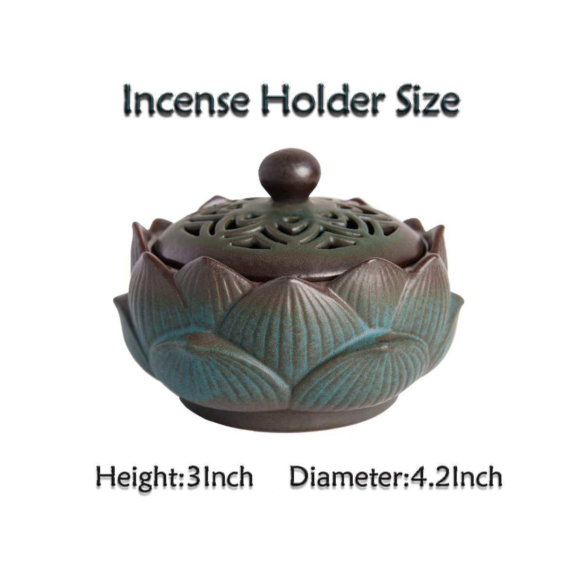 ChorZhow Incense Burner or Incense Cone Holder,Lotus Cone Incense Burner,Incense Cone Holder for Incense Cone and Coil Incense, Coil Incense Burner Set for Office Yoga and Home,Green