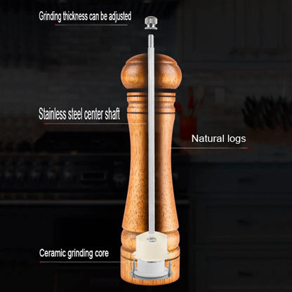 Wooden Pepper Mill Pepper Grinder Kit Manual Mills Solid with Strong Adjustable Ceramic Grinders Set 8 Inches