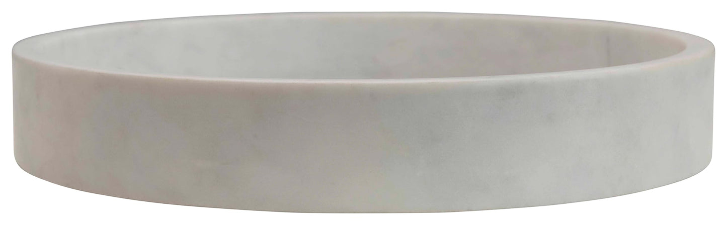 Creative Co-Op Minimalist Round Carved Marble Tray or Charcuterie Board, White, 12"