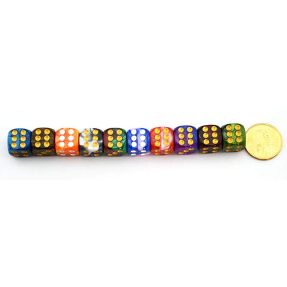 SmartDealsPro 10-Pack D6 Six Sided 16mm Dice Die for DND, MTG, RPG, Tenzi, Yahtze, Bunco, Table Borad Games, Math Teaching… (Color 2)