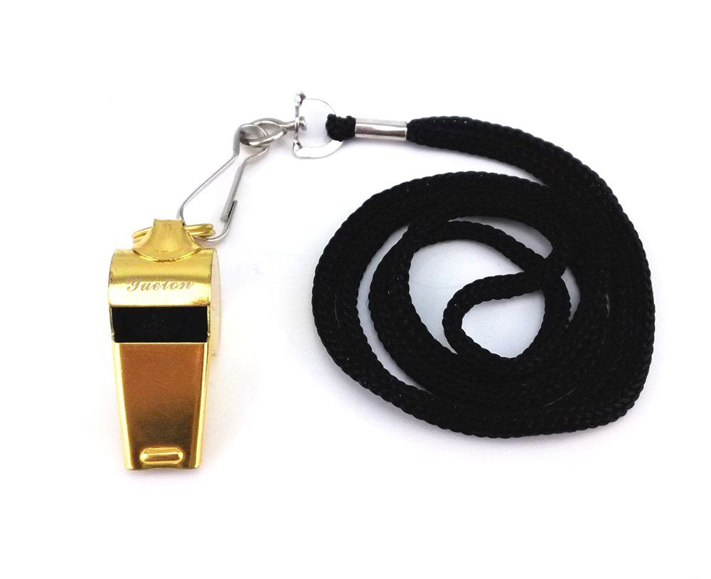 yueton Copper Loud Sport Coach Emergency Whistles with Lanyard, Pack of 6 (Golden)