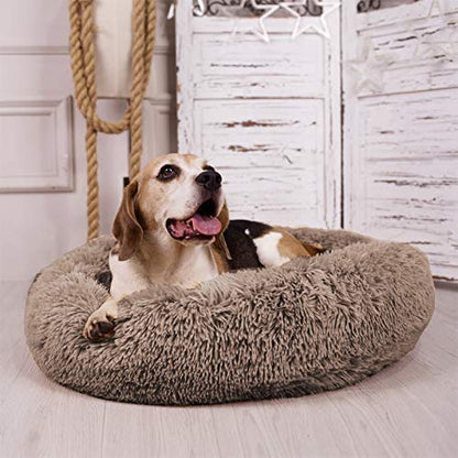 Comfortable Round Plush Dog Beds, Calming Dog Bed (L/XL/XXL/XXXL) for Small Medium and Large Dogs