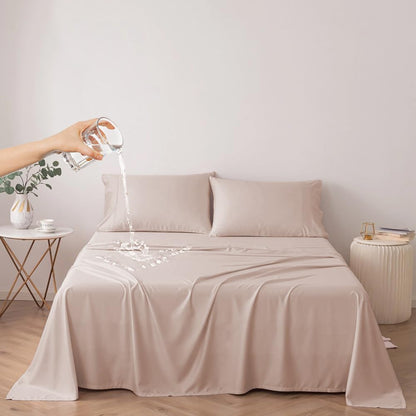 DUJUIKE Waterproof Bed Sheet Cover,Pet Hair Resistant Bed Sheet Cover for Dog and Cats, Mattress Protector for Children, Bed Liner Cover with Waterproof Breathable Fabric (Camel, Twin 160 x 230 cm)