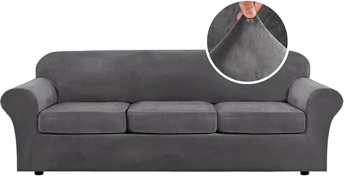H.VERSAILTEX High Stretch Sofa Slipcover 4 Piece Cover Velvet Furniture