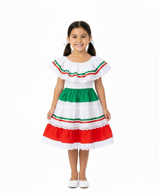 unik Girl's Traditional Mexican Cinco De Mayo Fiesta Dress Red Size 12