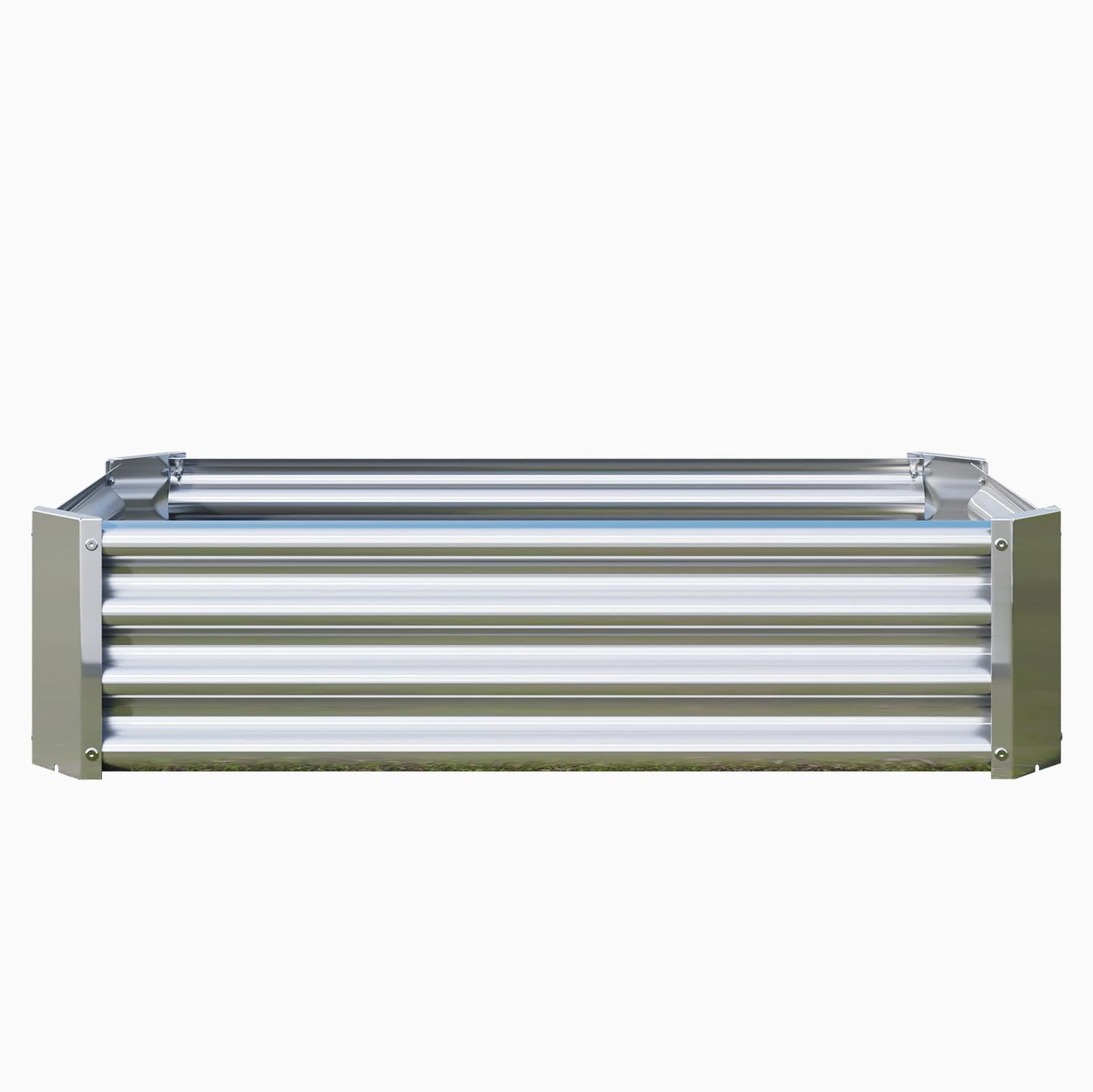 VERFARM Metal Galvanized Raised Garden Bed Kit, 4 x 2 x 1 ft Galvanized Steel Raised Garden Planter Box Outdoor with Open Base for Growing Vegetables/Flowers/Herbs/Fruits/Succulents, Rectangle, Silver