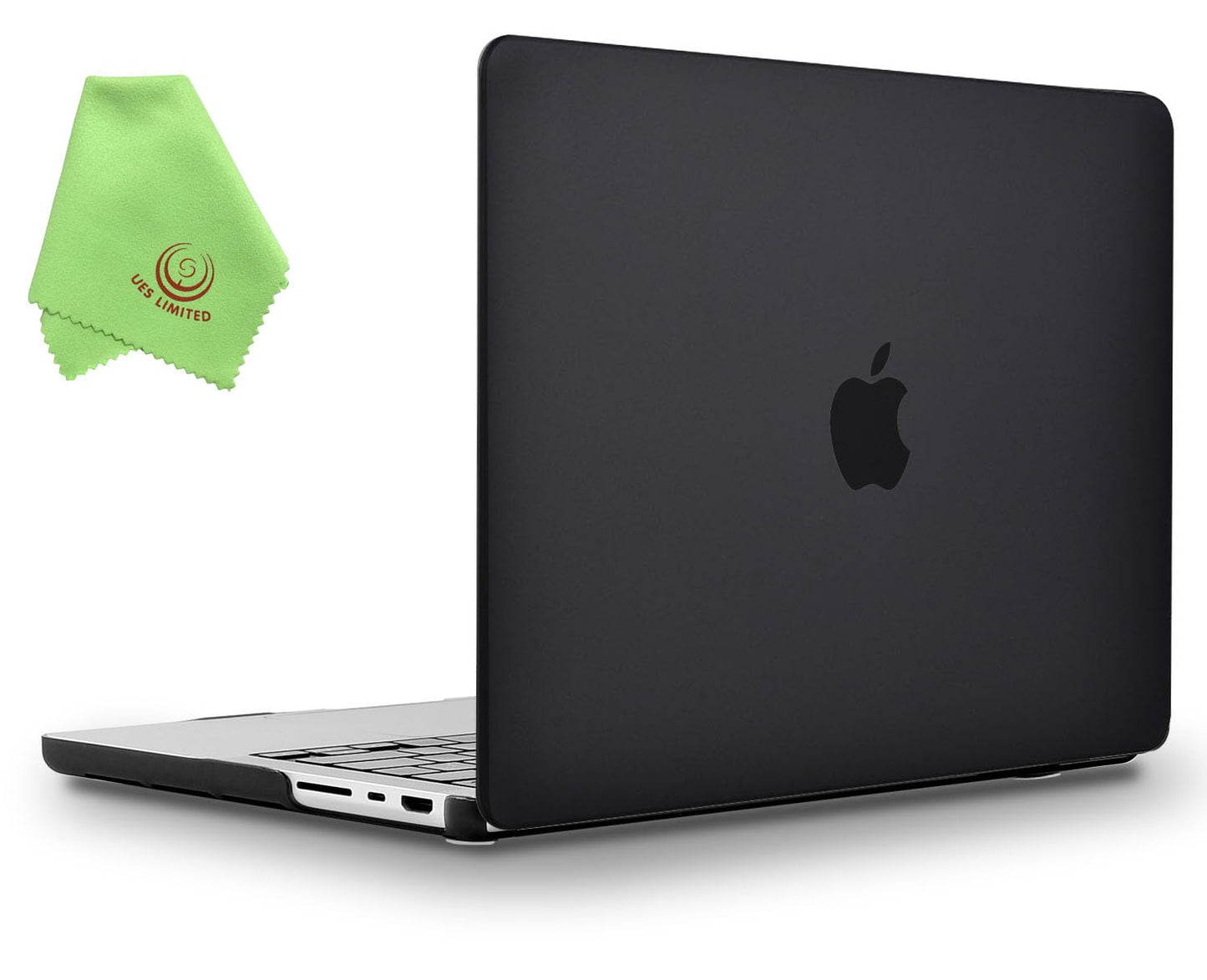 UESWILL Case Compatible with MacBook Pro 14 inch M4 M3 M2 M1 Pro Max Chip & Touch ID, 2024 2023 2022 2021 Release, Smooth Matte Hard Shell Cover + Microfiber Cloth, Black