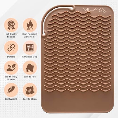Heat Resistant Mat - Curling Iron Holder - Straightener pad - Flat Iron Holder - Silicone Mat for Hair Tools - Hot Tool Mat - Salon Tools - Hot Iron Holster - Vanity Mat - Vanity Accessories for Women