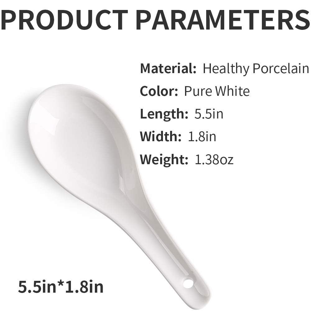 HAPPY KIT Asian Soup Spoons Set of 12, Ceramic Ramen Spoons Set Proper for Corelle Pho Miso Wonton Ramen Dumpling Macaron Dishwasher & Oven Safe