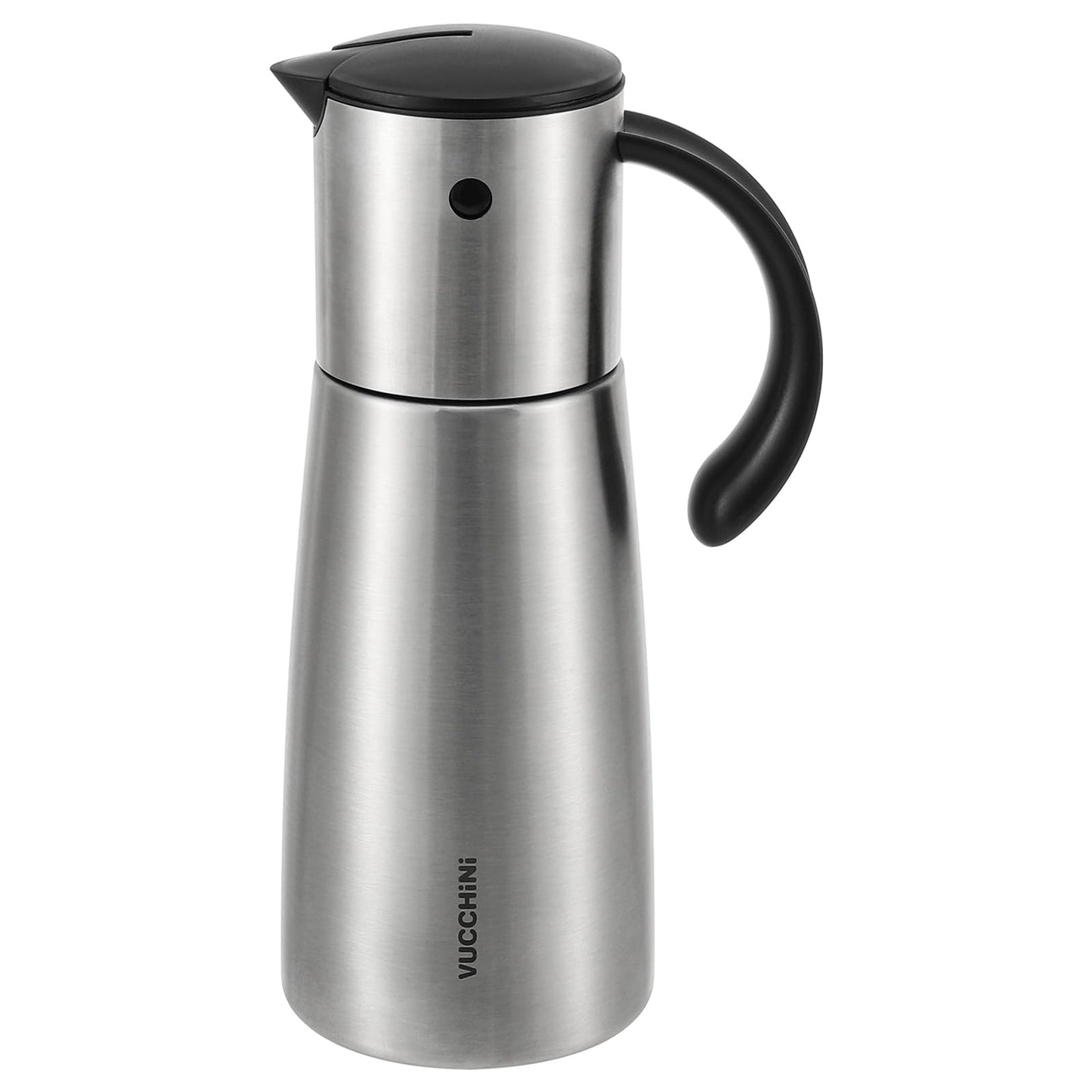 Vucchini Oil Dispenser Bottle Stainless Steel-Auto Flip Kitchen Oil and Vinegar Dispenser Set With Automatic Cap and Stopper - 12.8 oz Non-drip Spout Cruet Bottle