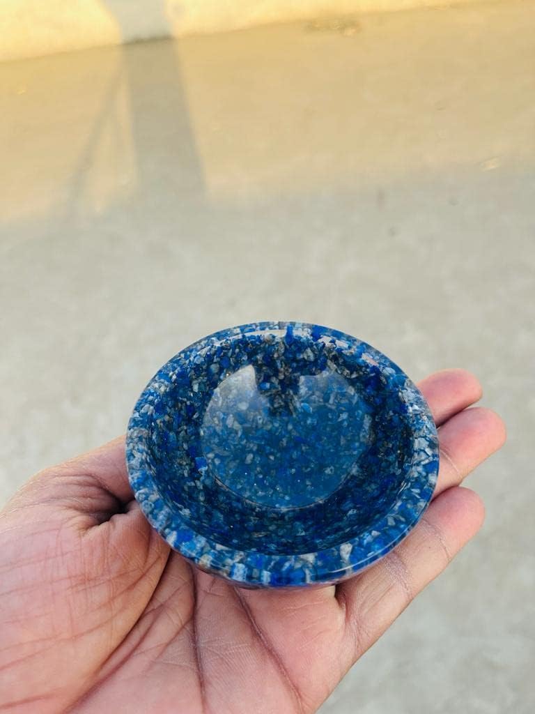 Lapis Lazuli Crystal Bowl Orgone Handmade for Cleansing, Charging, Smudging, Healing, Decoration or Gift - Crystals Holder 2.75-3 Inches
