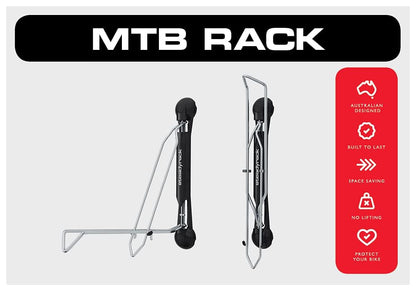 Steadyrack Bike Rack – Pivoting Mountain Bike Rack, Holds Up to 77 lbs, Fits 24"-29" Wheels, 2.1"-2.8" Tires, Foldable Wall Mount for Space-Saving Bicycle Storage - 2 Pack